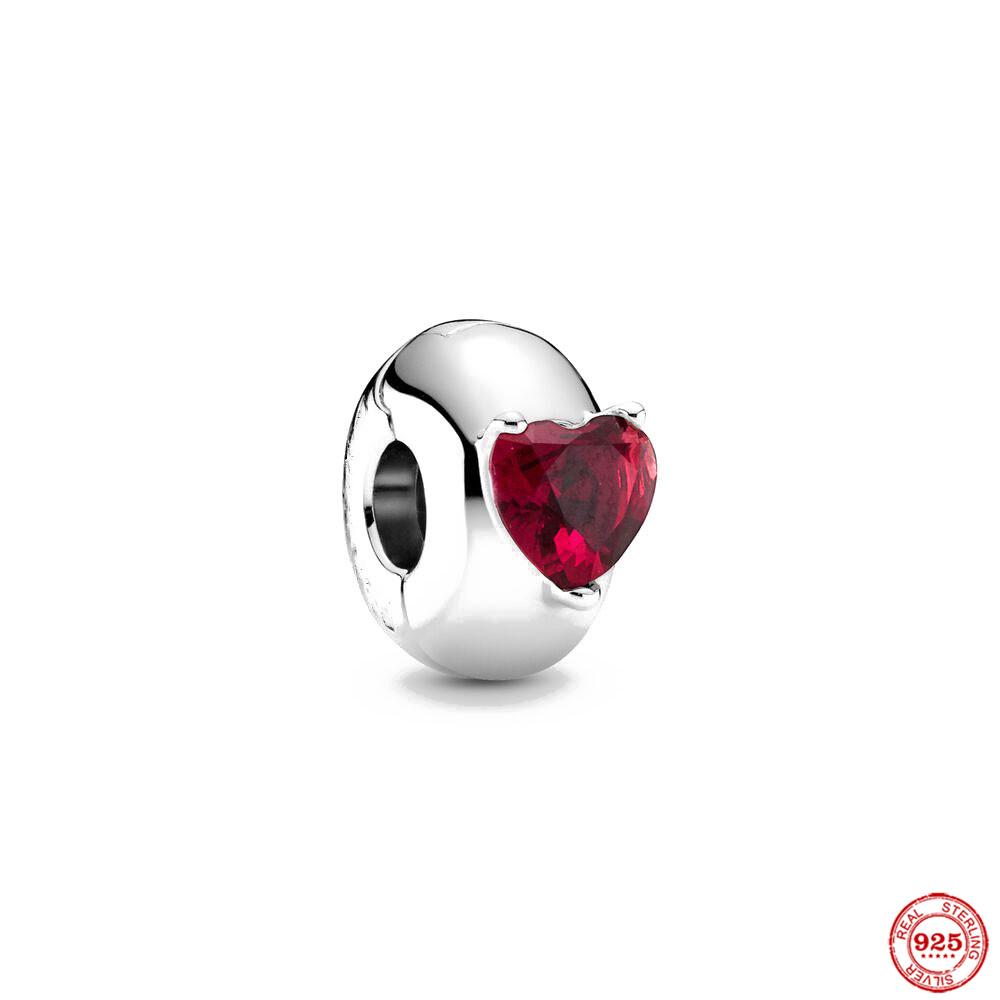 New 925 Silver Fine Coffee Cup Pendant Fit Original Bracelet Diy Jewelry Women Wine Glass Bottle Drink Charm Red Heart Clip Bead
