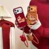 Embroidery Horse Case with Hand Strap & Fur Ball for iPhone 14/15/16/17 Pro Max & Huawei