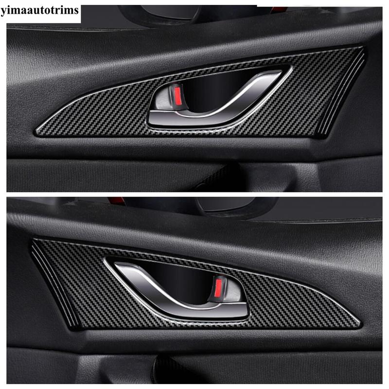 4 Stück Auto Zubehör Kohlefaser Türgriff Schale Panel Rahmen Dekoration Abdeckung Zierleiste Für Mazda 3 Axela 2014 - 2018 Innenraum Kit