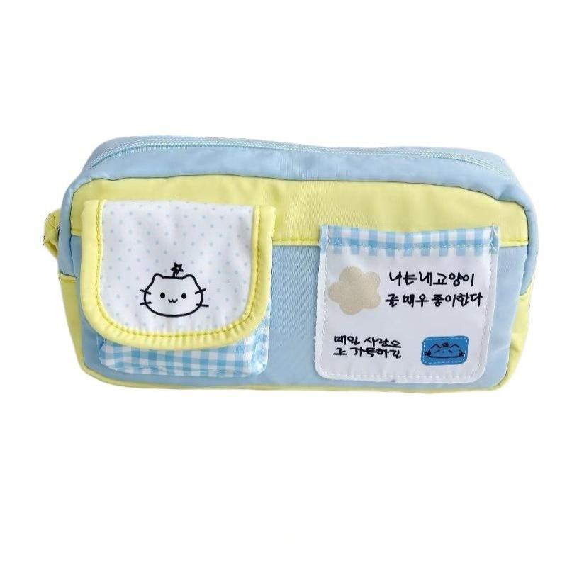 Wear Resistant Canvas Pencil Pouch Large Capacity Lightweight Stationery Organizer for Student School Art Study