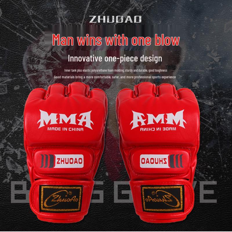 MMA & Sanda Fingerless Boxing Gloves for Adults & Kids - Half-Finger Design