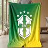 Brazil Football Printed Flannel Blanket Skin Friendly Warm Decorative Throw for Indoor Couch Bed Daily Use