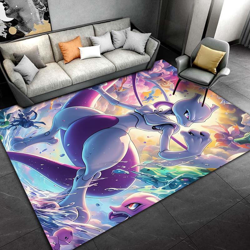 

Cool Pokemon-Mewtwo Cartoon Anime Carpet for Living Room Game Rugs Soft Floor Cartoon Rugs Bathroom Rug Mat Yoga Mat Home Decor 120x160cm