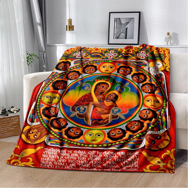 Ethiopian Painting Art Africa Blanket,Soft Throw Blanket for Home Bedroom Bed Sofa Picnic Travel Office Rest Cover Blanket Kids