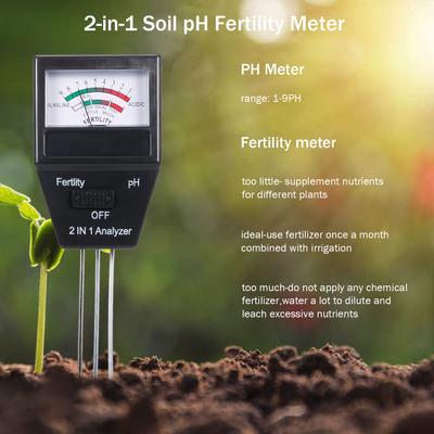Misuratore di pH del terreno 2 in 1 Tester di fertilità Tester di pH Tester del terreno per giardino Fattoria Prato Indoor Outdoor