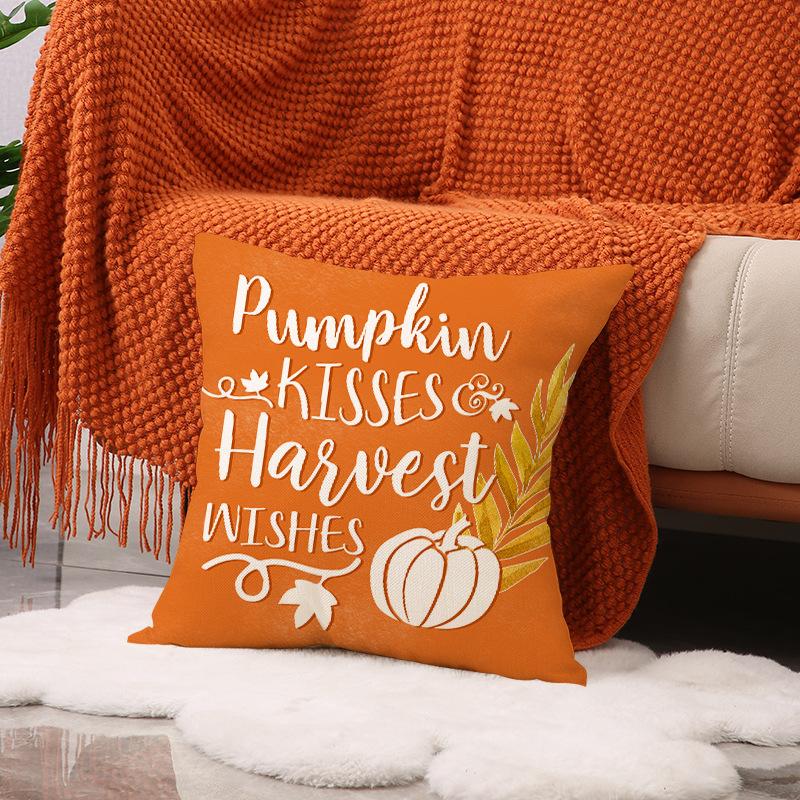 New Autumn Set Pillow Case Linen Print Pumpkin Cushion Home Holiday Decoration Sofa Cushion