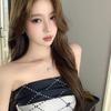 Silk Print Scarf Bandeau Strapless Top - Women's Versatile Shawl for Spring and Autumn