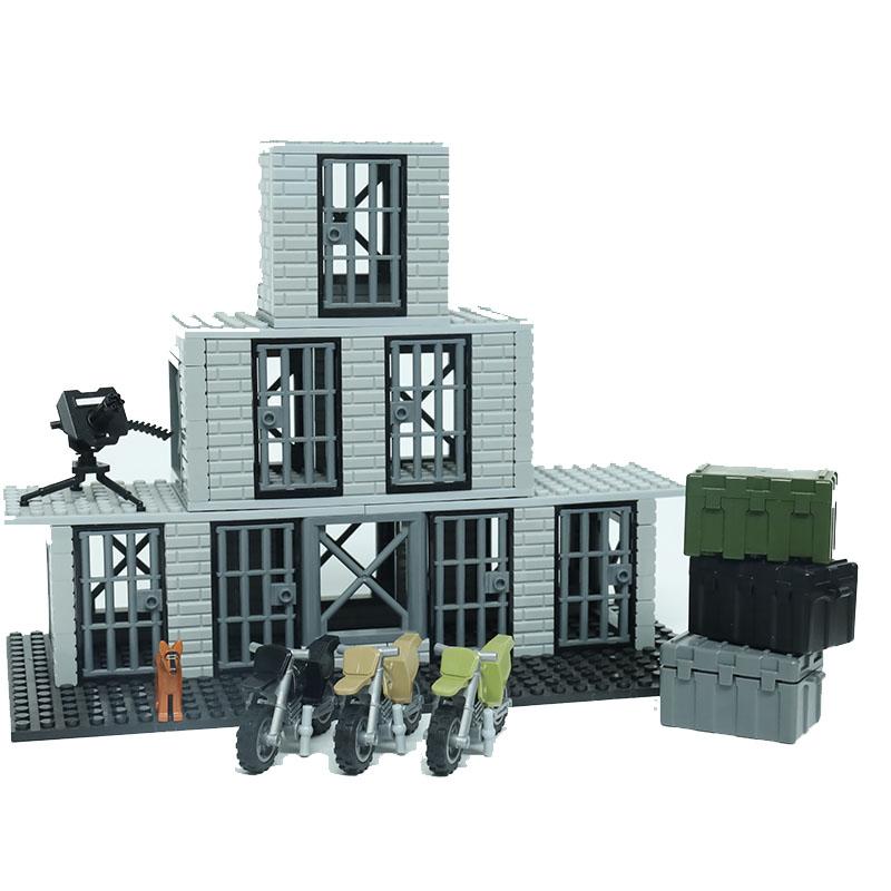 WK2 Militärbasis Moc Sentinel Turm Wachturm Gefängniskäfig Gebäude Modell Militärspielzeug Waffen Baustein DIY Junge Kind Geschenk