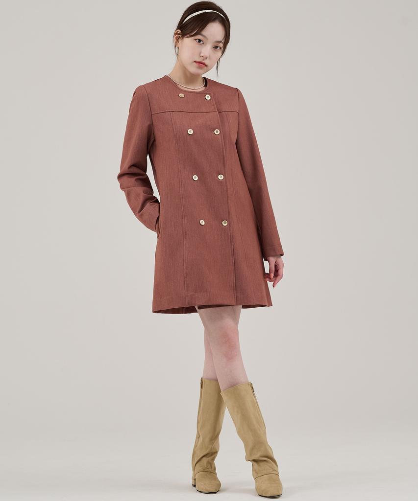 Hye Young Kim Fleece Bag Denim Midi Dress Jacket - Dry Rose