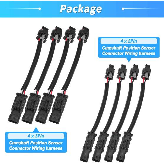 8-teiliges Steckverbinder-Kabelbaum-Kit für Nockenwellensensor 3-PIN & 2-PIN für Mercedes Benz Fahrzeuge mit 4,7L M278 Motor 2011-2020