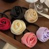 5 Colors Satin Hair Tie Rope Women Fashion Rose Flower Hair Rubber Bands Scrunchies Korean Elastic Hair Accessories Headwear