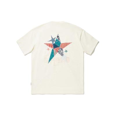 Li-Ning Star And Letter Print Loose Casual Short Sleeve T-Shirt Unisex Tops Off-White AHSU251-1