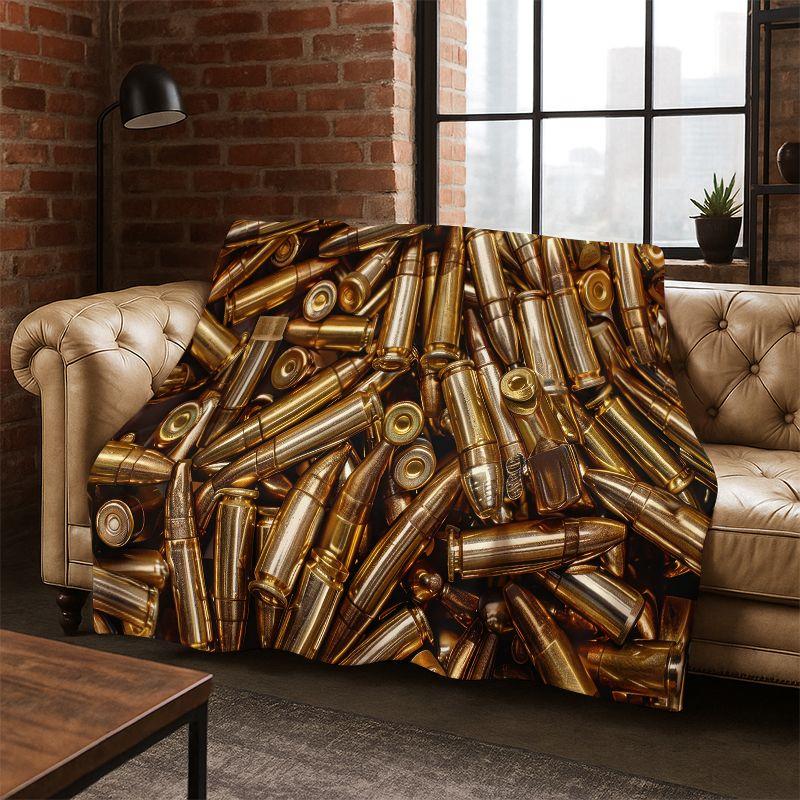 Gun Pistol Ammunition Bullet Cartridge Flannel Blanket Soft Warm Throw Blanket for Bedroom Living Room Bed Travel Camping Picnic