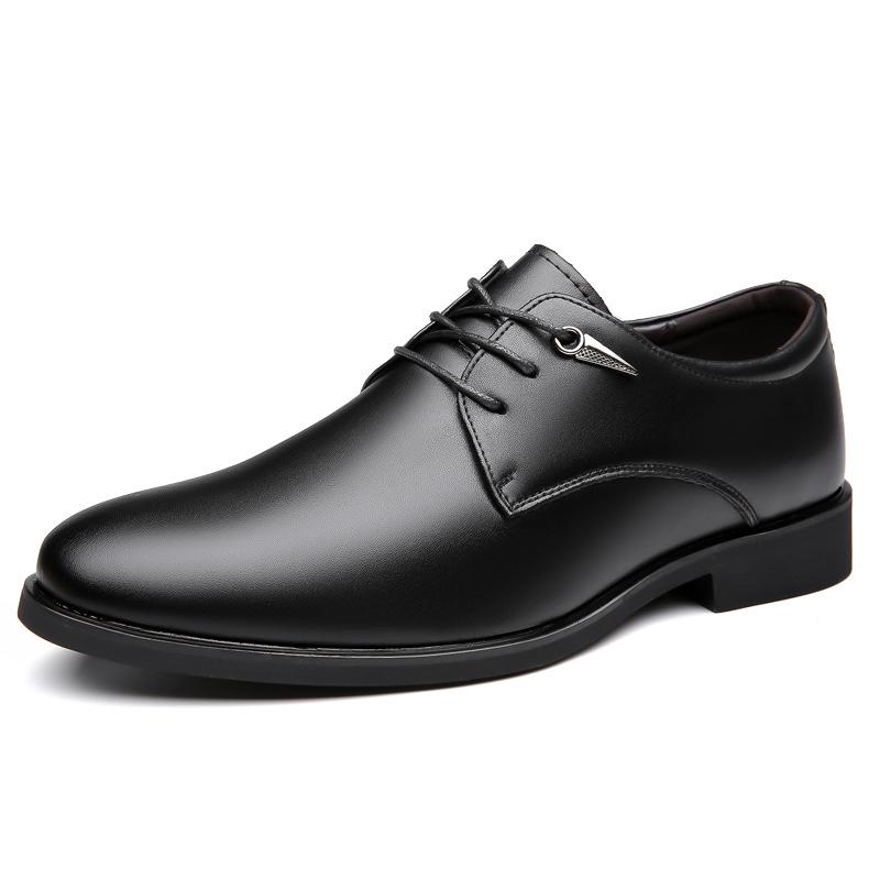 Skórzane buty męskie, biznesowe, sznurowane, do pracy, eleganckie, skórzane, oddychające, w stylu brytyjskim