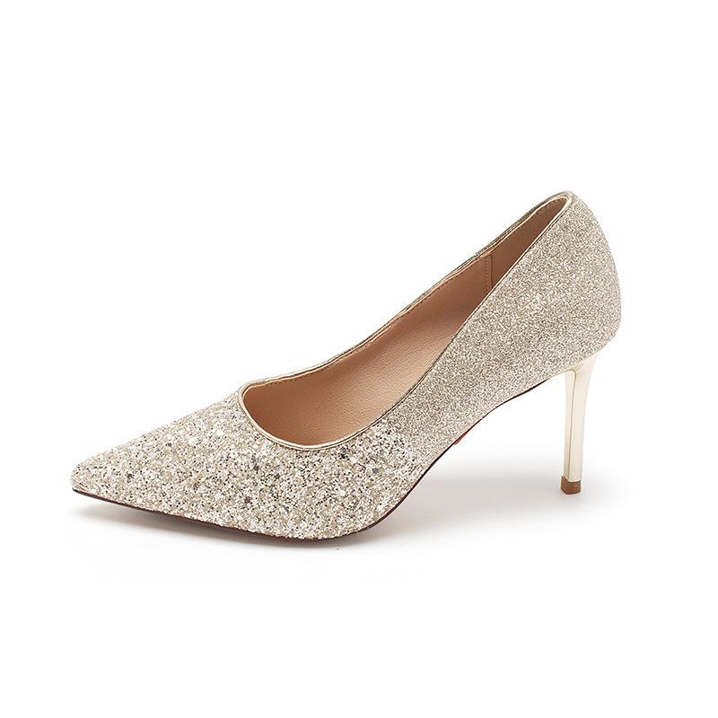 Augustine feine Blitze hohe Absätze Damen 2025 Sommer neu Französisch dünner Absatz spitzes Licht Maul einfaches Temperament einzelne Schuhe