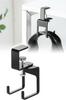 Sanwa Direct Desk Hook Clamp Headphone Hanger, 3kg Weight Capacity, Steel, 2 Hooks, Black, 200-CB033BK