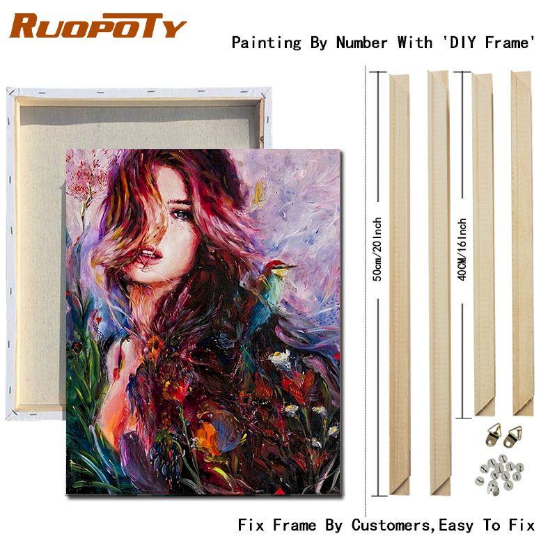 RUOPOTY Color Lady Painting By Numbers Kits For Adults Abstract Figure Picture Acrylic Paint Color Draw Hand Painted On Canvas