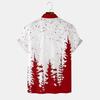 Autumn and Winter Men's Short Sleeved Shirt New Year's Christmas Pattern Digital Printed Shirt Top Men's Casual Shirt