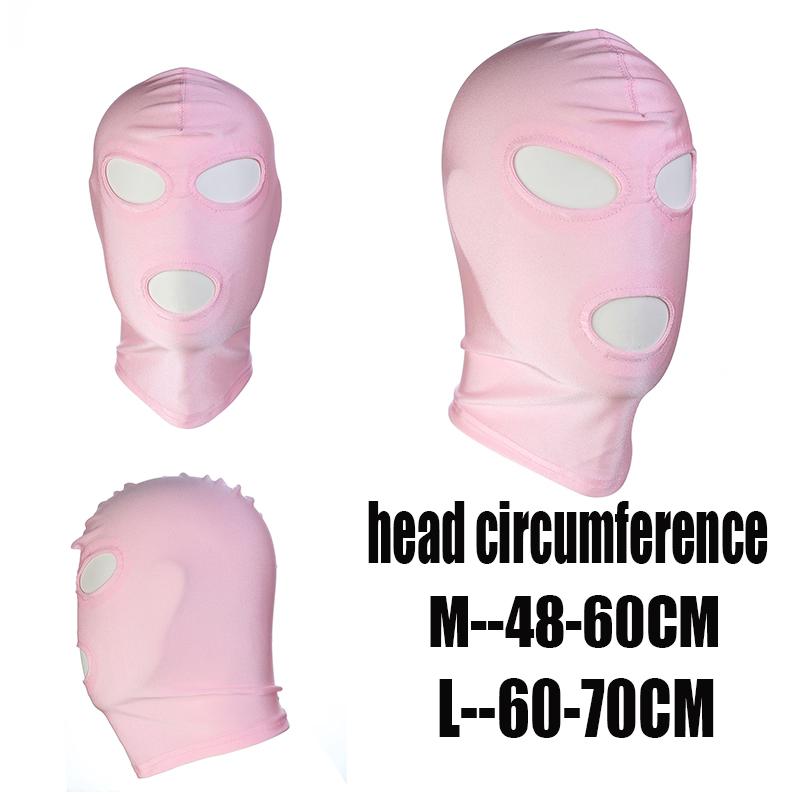 Pink Fetish Harness Head Hood Slave Game Open Eyes Mouth Face Mask Erotic Sex Toys Role Play for Couples Master Gay Adult