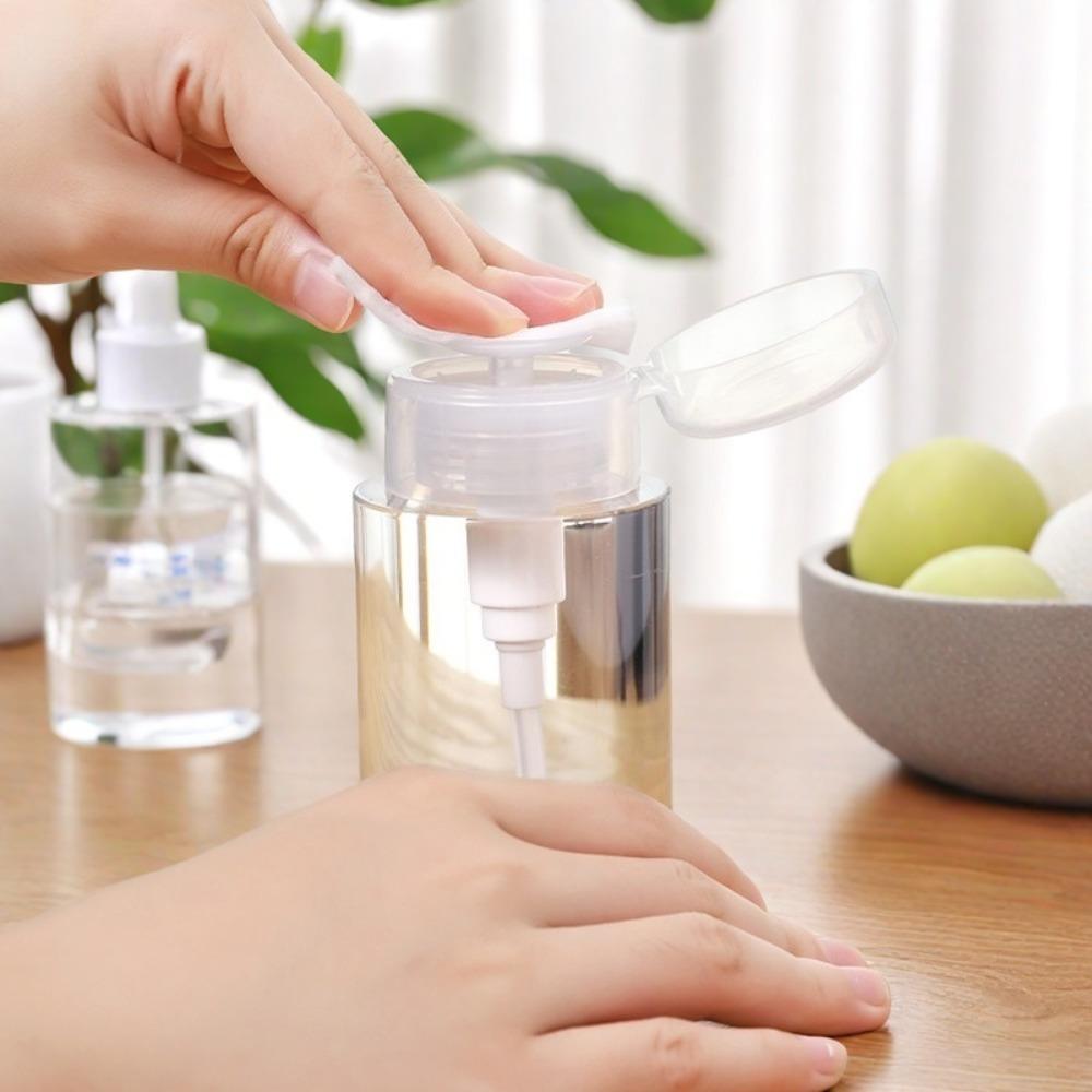 Cleaner Bottle Clear Bottle Push Down Empty Lockable Pump Dispenser Bottle for Nail Polish and Makeup Remover