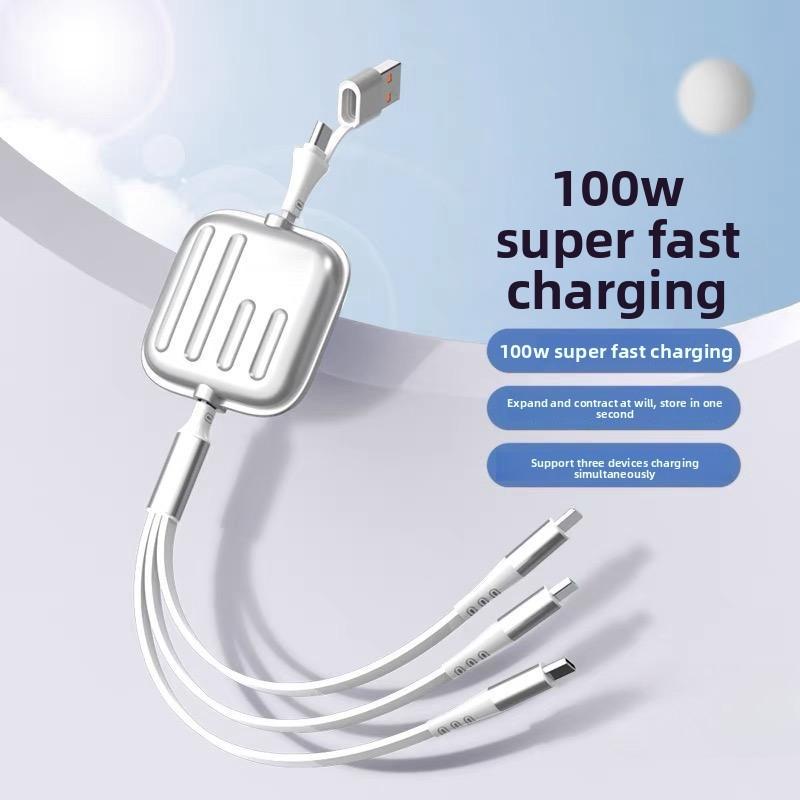 100w Fast Charging Data Cable With 12m Extensible Design For Apple Huawei Oppo Devices