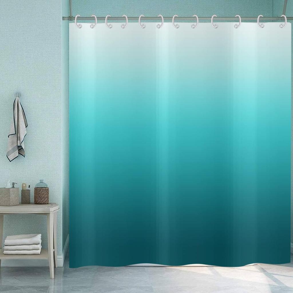 Water Ocean Abstract Blue Green Gradient Shower Curtain 90X 180Cm, Modern Waterproof Washable Shower Curtain