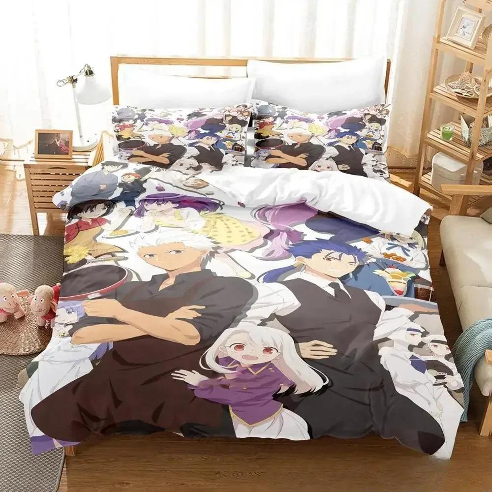 Anime Todays Menu for the Emiya Family Saber Bedding Set,Duvet Cover Bed Set Quilt Cover,King Queen Twin Size Boys Girls Adults Tool