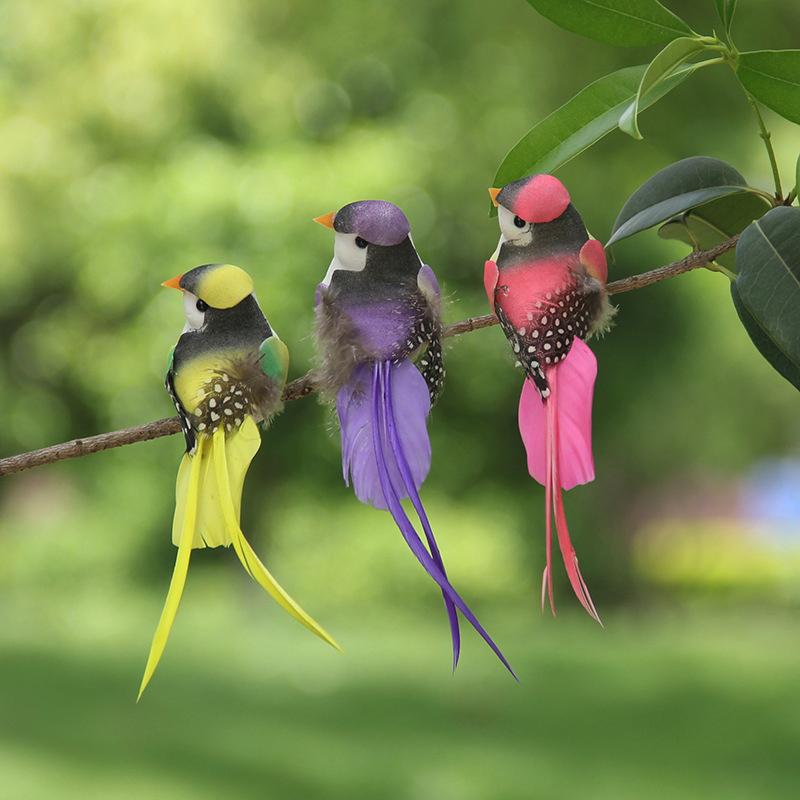 6Pcs Artificial Feather Birds With Vibrant Colors And Realistic Look Perfect For Garden Home Decor Diy Crafts Party Ornaments