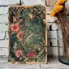 Vintage Metal Wall Poster Teal Rose Teacup 20x30cm Wall Decor