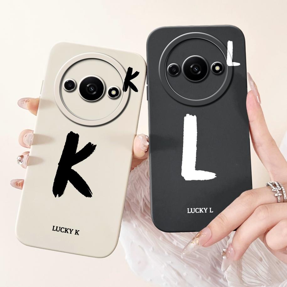 For Xiaomi Poco C61 Case PocoC61 C 61 Cover Luxury Letters Soft White Black Silicone Matte Fundas For Xiaomi Redmi A3 A3x Bumper