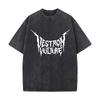 Destron Vulture Sci  Fi Art Casual Washed Distressed T Shirt Vintage Minimal Short Sleeve Top