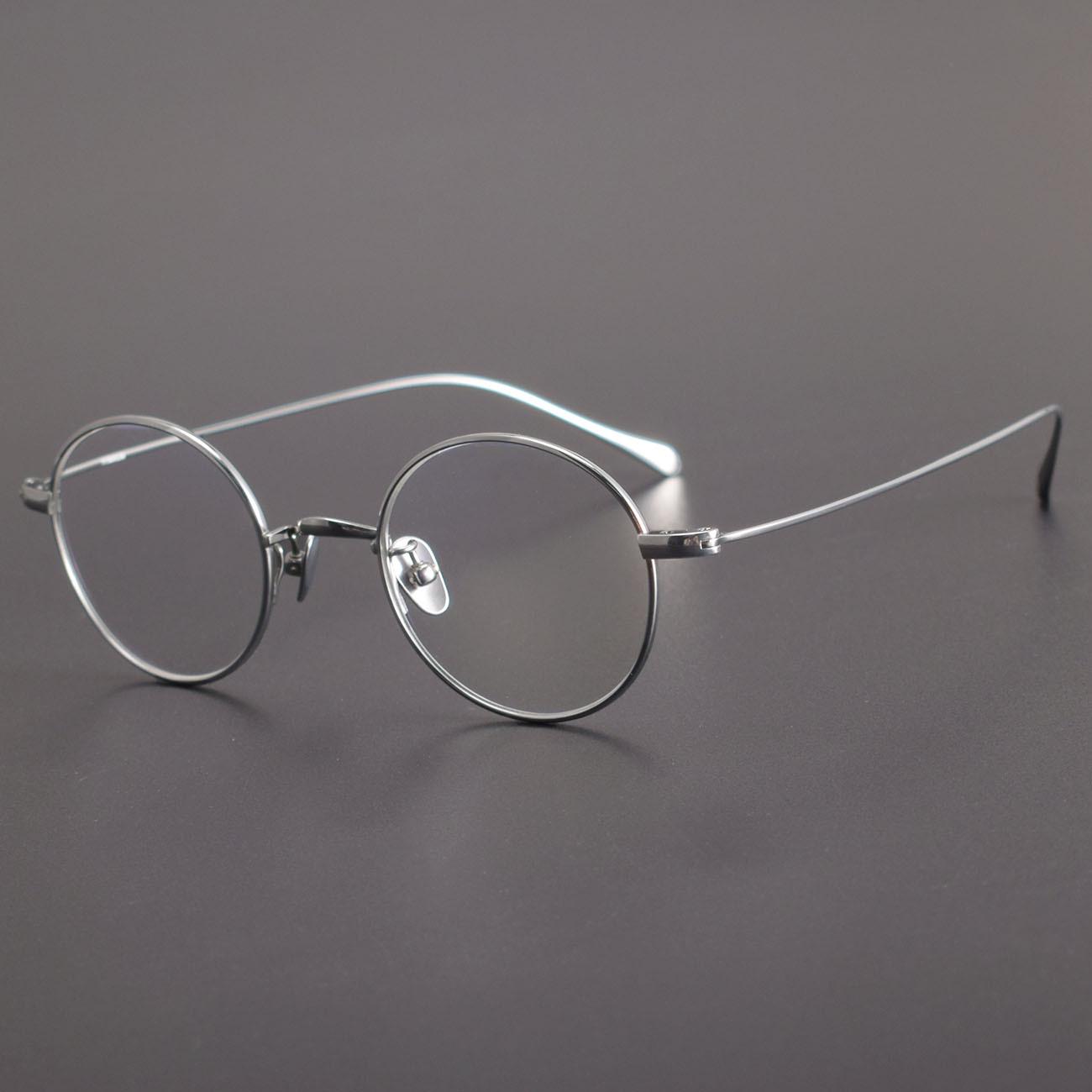 

Сверхлегкая титановая круглая оправа для очков 198T для женщин — маленькая, простой дизайн с функцией защиты от синего света при близорукости