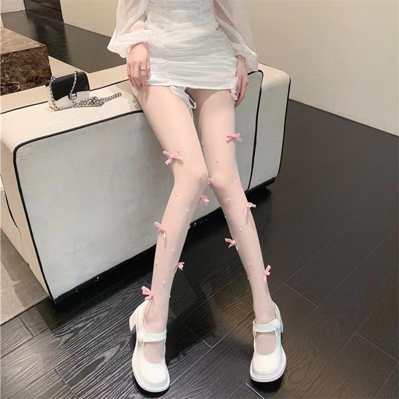 Lolita Sokker Kvinner Sexy Blonder Strømper Lårhøye Sokker Nylon Lange Sokker Strømpebukser Anime Sløyfe Strømper Høy Kvalitet