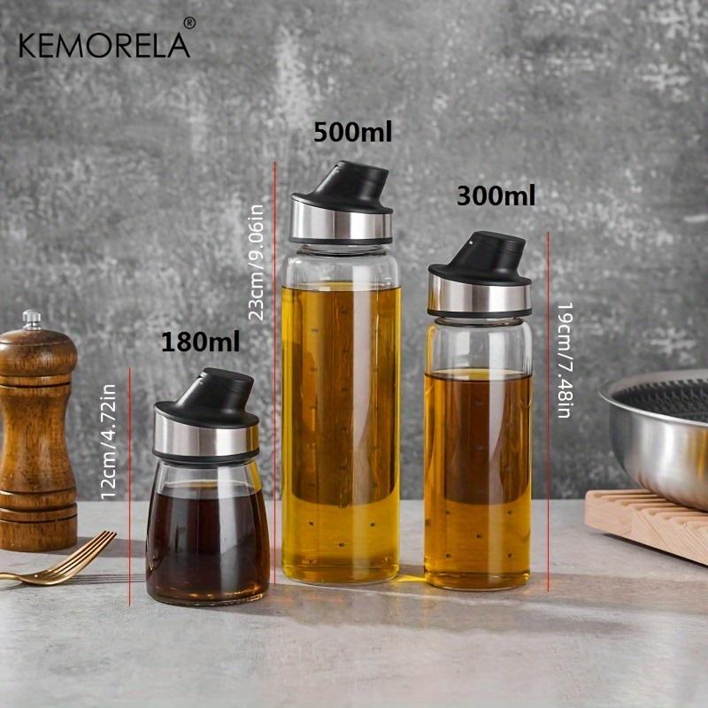 KEMORELA 1/3 szt. Butelka na oliwę Oliwa z oliwek Szklana lecythos Dozownik Automatyczne Otwieranie i Zamykanie Bez kapania Butelka na przyprawy Butelka