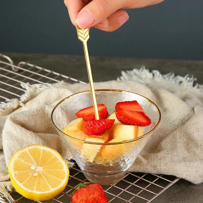 Creative Bow and Arrow Fruit Stick 304 Stainless Steel Gold Plated Fruit Fork Coffee Honey Stirre