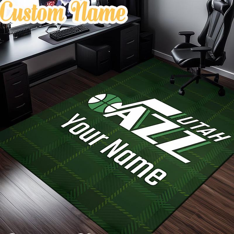 Custom Name Jazz Basketball Team Rug, Office Rug, Chair Rug, Carpet for Living Rooms, Doormat Game Rug Home Decor Christmas Gifts