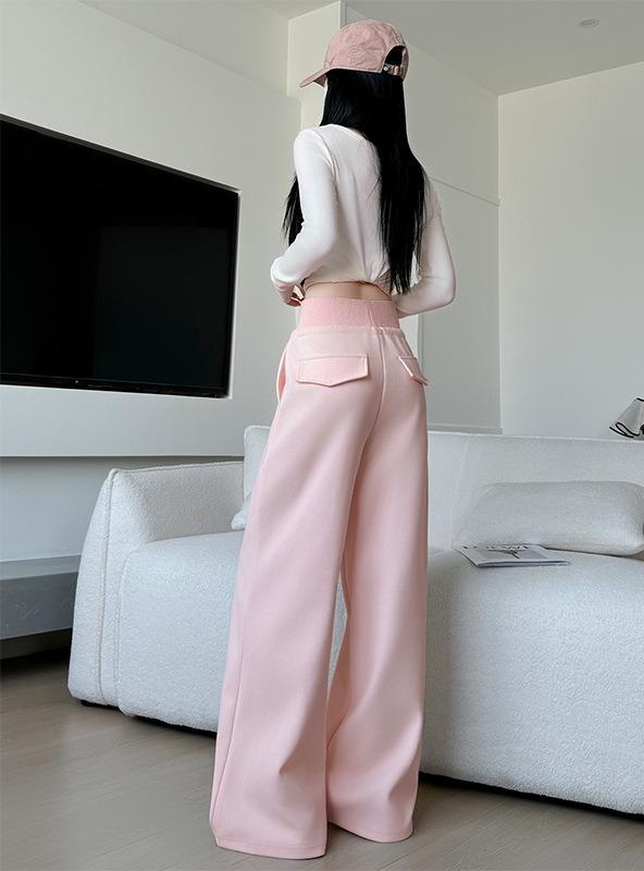 Women's High Waist Drawstring Wide Leg Sweatpants Casual Loose Trousers with Pockets