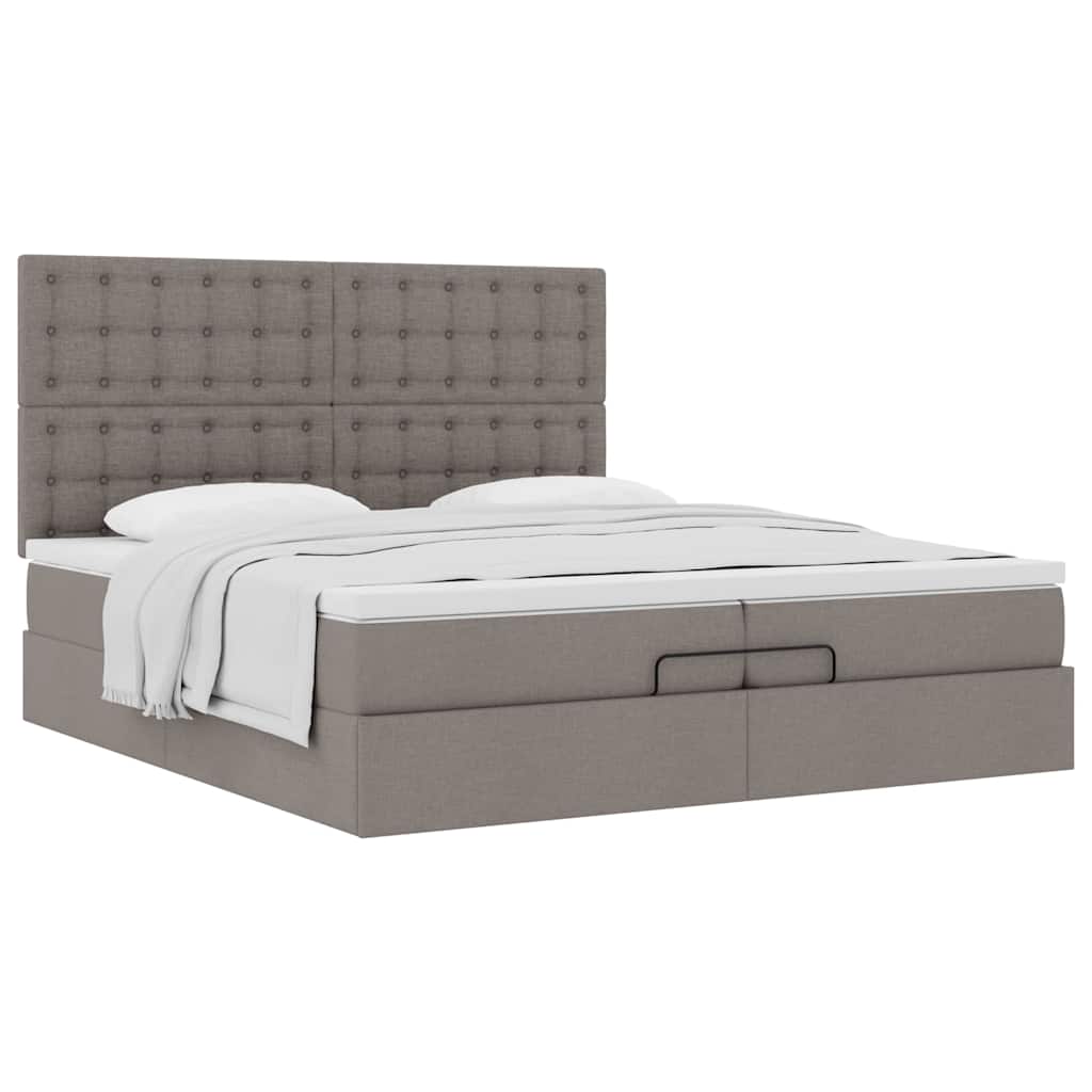 Ottoman Bed with Mattresses Taupe 200x200 cm Fabric