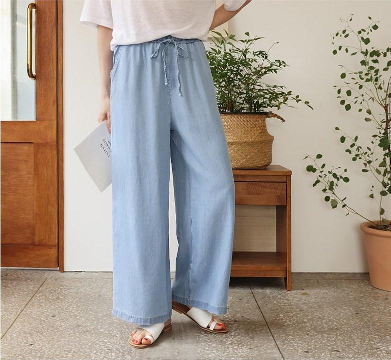 

Джинсы Tencel для детей 2024 года из Японии и Кореи, новые летние тонкие прямые повседневные брюки с высокой талией из ледяного шелка с широкими штанинами XL