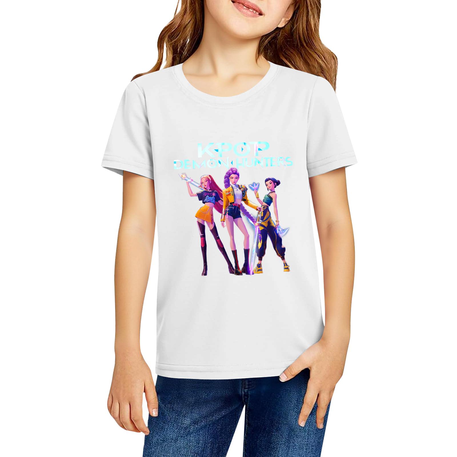 

Модная рабочая одежда с короткими рукавами и круглым вырезом, топы с принтом для детских летних топов 160 белый