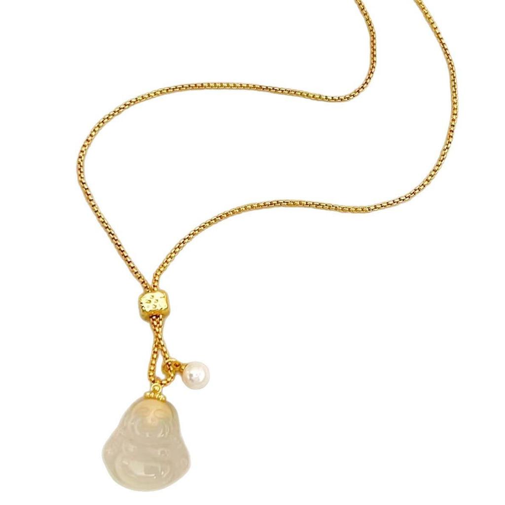 Maitreya Buddha Festive Necklace - High-End Chinese Fashion Jewelry Sweater Chain