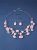 Set di Gioielli da Sposa da Donna con Ciondolo Cristallo Rosa Corallo Collana Orecchini Set di Gioielli con Perline Africane Bijoux Femme
