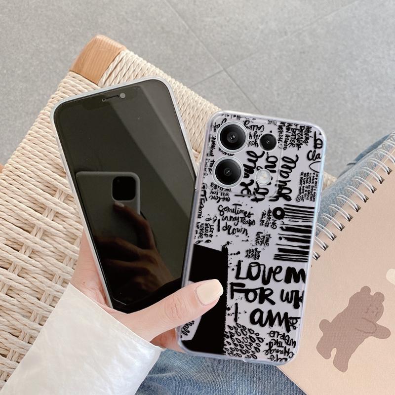 Graffiti Expression Case For iPhone Samsung A55 M34 S24 Xiaomi Redmi 13 Pro 14 Huawei Honor Shockproof Phone Bumper TPU Anti-Scratch Clear Back Cover