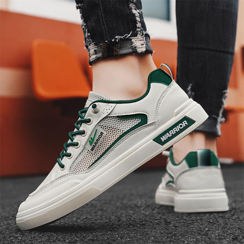Warrior Casual Lightweight Breathable Slip-Resistant Durable Low-Top Skate Shoes Men Sneaker Beige Dark-Green WXP(WZ)-174103