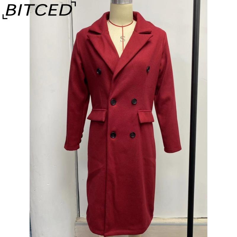 BITCED Women's Vintage Casual Lattice Print Autumn Winter Long Sleeve POLO Neck Jackets & Coats