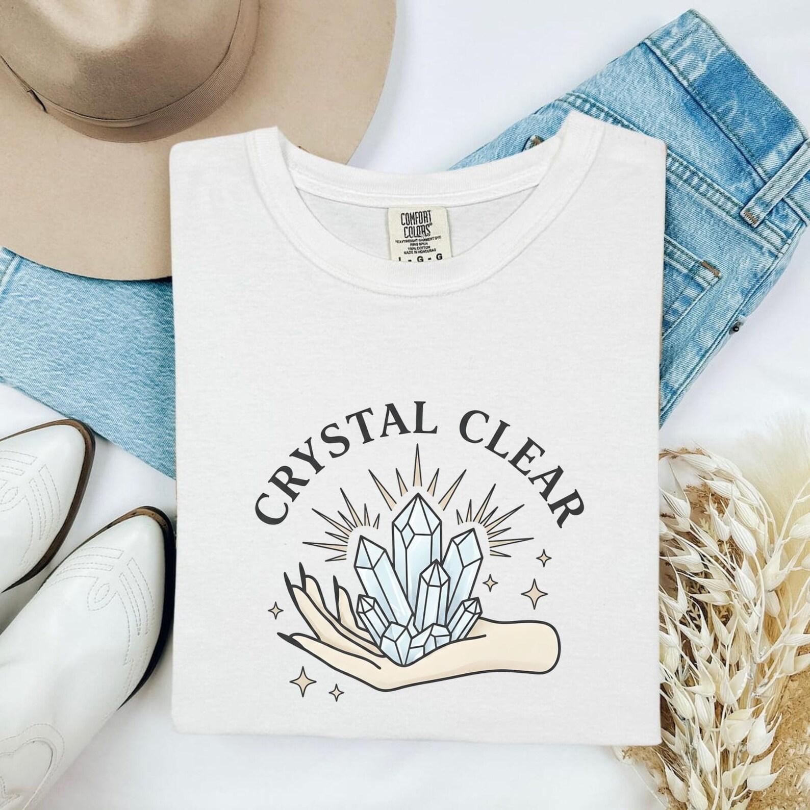 Crystal Cluster Shirt Boho Chic Healing Gift Women Spiritual Tee Crystal Geode T-Shirt Bohemian Enthusiast Mystical Tshirt Healing Graphic L