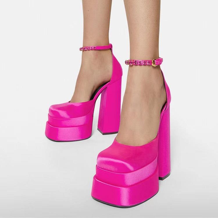 Fashion New Fashion Women Pumps Retro Mary Janes Chunky Heels Sandals Spring Platform Dress Party Wedding Basic Shoes Woman Big Size