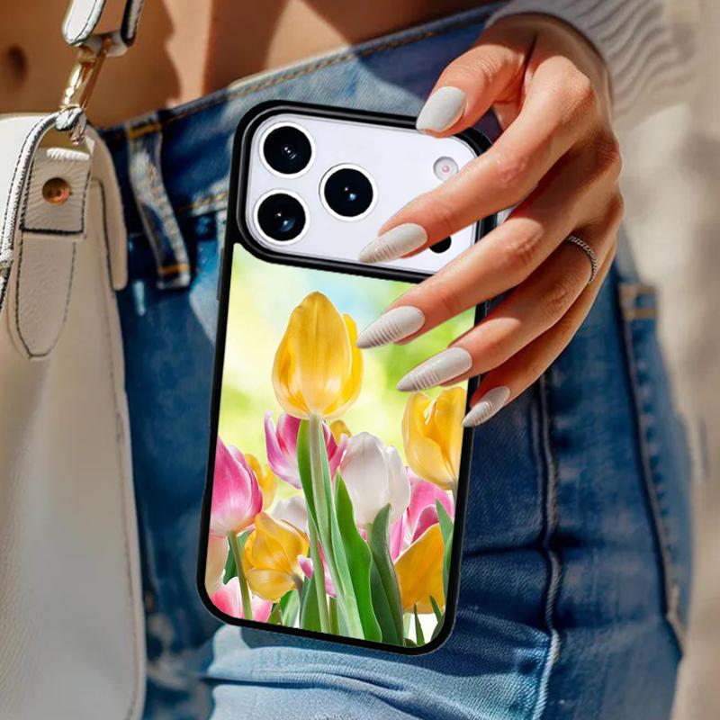 Spring Tulips Flower Phone Case For iPhone 17 Air 14 15 13 12 Max Cover For Apple 16e 11 Pro Max Plus Coque