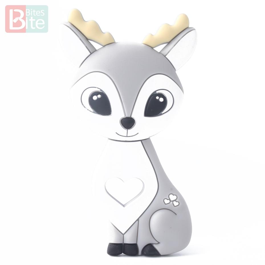 Bite Bites 1Pc Silicone Teether Christmas Gifts Tree Snowflake Pacifier Chain Making Food Grade Silicone Sika Deer Baby Teether