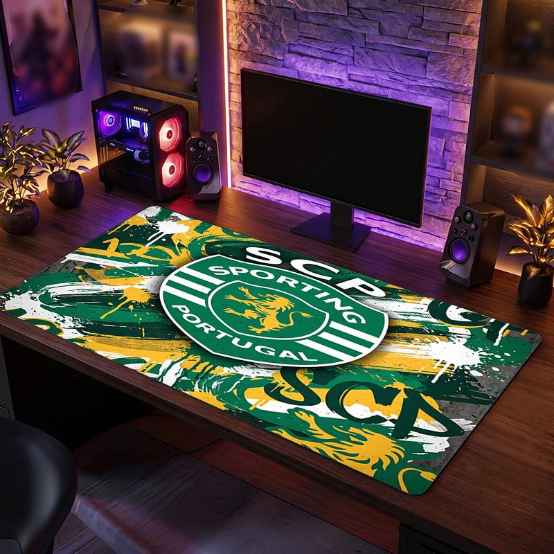 Sporting CP FC Theme Pattern Mouse Pad, Soccer Logo Design XXL Gaming Desk Mat Non-Slip Computer Mouse Pad